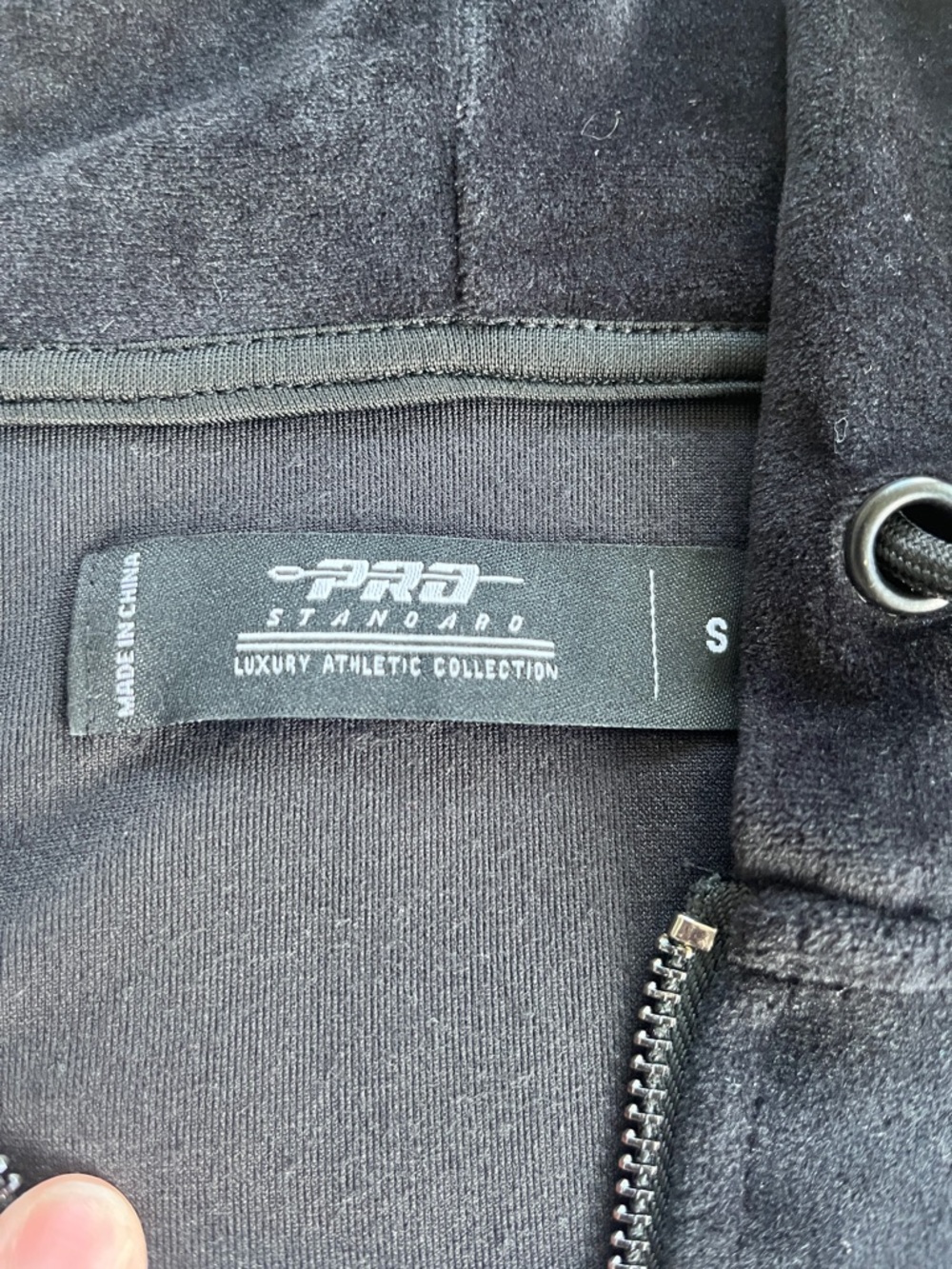 Black Velour Zip Hoodie with Boston Celtics Patches - Picture 3 of 4